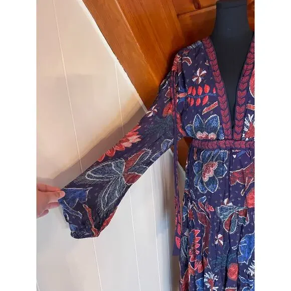 Farm Rio Tropical Shine Navy Blue Maxi Dress sz XL - Picture 9 of 13